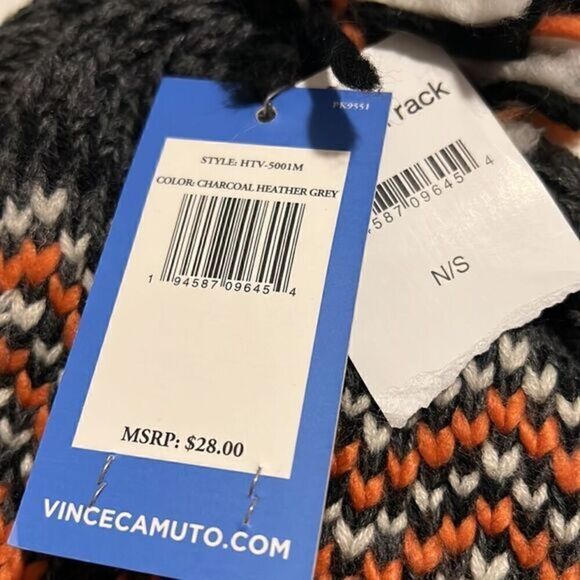 Vince Camuto Women's Total Eclipse Gray Acrylic Knit Pom Beanie Cap NWT - Picture 4 of 11